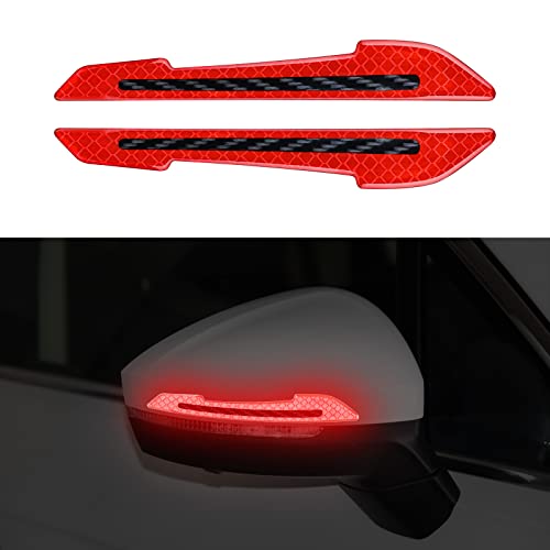 Image of JANVITHA Universal Car Reflective Stickers | Super Reflective Rearview Mirror Trim Decals, Anti-Collision Strips, Anti-Scratch Protection, Warning Safety Stickers for Cars & Bikes - 2pc