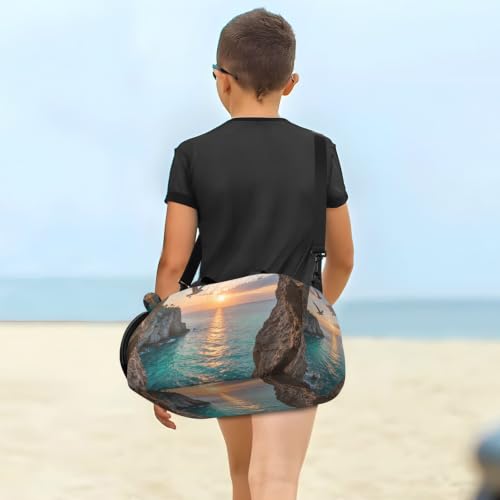 Bolsa de viaje con compartimento para zapatos y diseño de atardecer en el mar 7