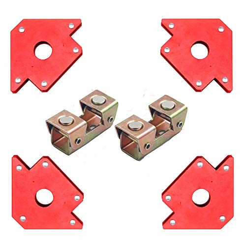4 Pieces 50 Pounds Welding Magnet Arrow Magntic Holder And 2 Pcs V Type Welding Clamps, Welding Magnets and Clamp For Megnetic Workshop Soldering Welder Equipment