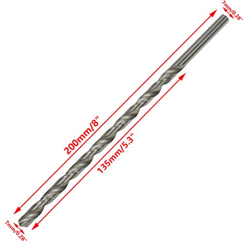 Rannb Twist Drill Bit Straight Shank For Electrical Drilling Tool 7Mm/0.28" Bit Dia 200Mm/8" Length - 2Pcs #TOP1