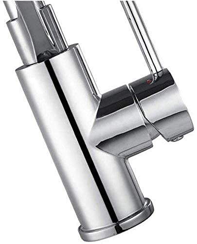 Robinet à traction rotative brossée noire : mitigeur eau chaude et froide fluide - 4