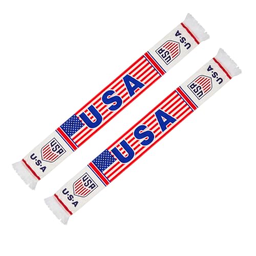 MorisWos USA Fan Scarf Red White and Blue American Flag Design Soccer Team Souvenir Scarf (2)