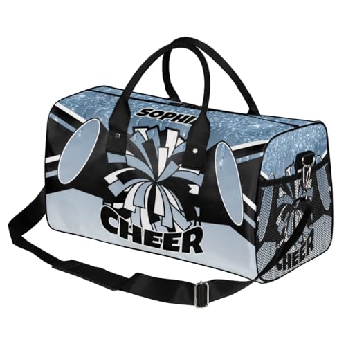 Personalized Cheer Bags for Cheerleaders Custom Sport Duffel Bag Gym Bag Travel Duffle Bag Overnight Weekender Bag with Name Light Blue2