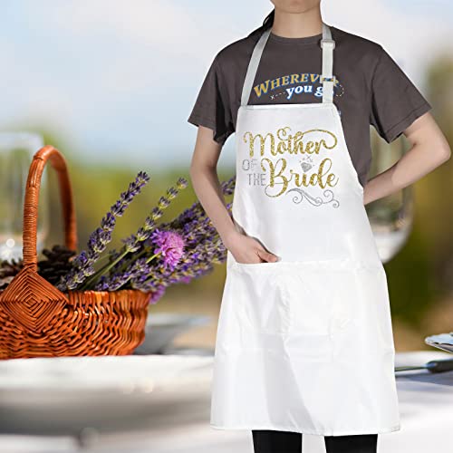 Wzmpa Mother Of The Bride Wedding Party Apron Bridal Shower Gift Bride's Mother Adjustable Apron With Pocket (Mother Of Bride) #TOP3
