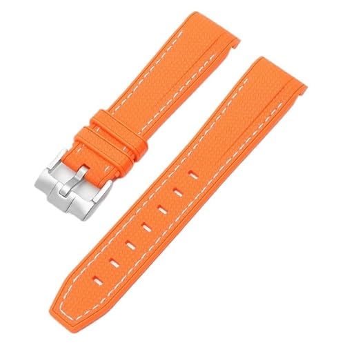 Bracelet de montre 20mm incurvé orange blanc pour Swatch X Omega Moonswatch et Seamaster 300