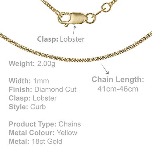 Carissima Gold Damen 1 mm Diamantschliff Curb Halskette 18k (750) Gelbgold