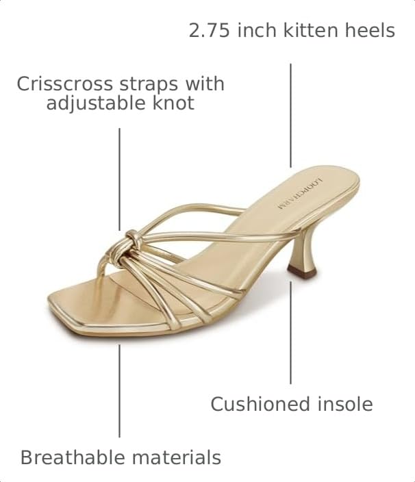 Image of Women's Strappy Kitten Heel Knotted Square Open Toe Mule Sandals | Slip-On Dress Shoes for Wedding, Party, Vacation and Everyday Wear