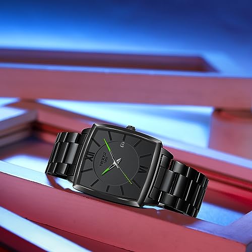 Image of NIBOSI Men's Watches Analog Military Sport Black Dial Watches for Men Business Waterproof Casual Watch Stainless Steel Wrist Watches Date