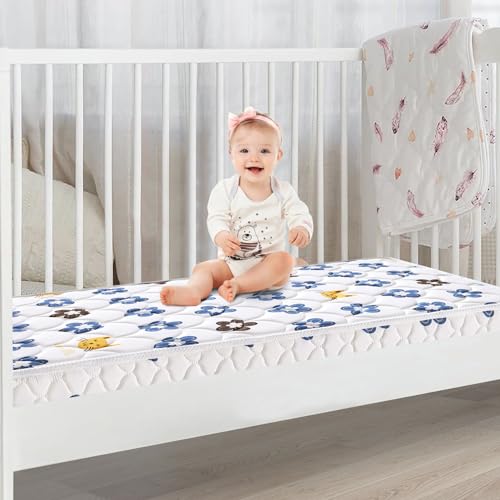 Image of Crib and Toddler Mattress - 52 inch x 27.6 inch x 5 inch - Breathable Firm Premium Foam Standard Size for Baby Bed