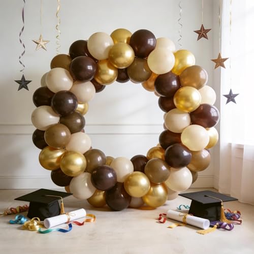Image of Bezente Brown and Gold Balloons Set 60pcs 12 inch