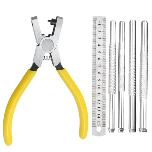 6PCS Belt Hole Puncher Tool Kit For Leather,Multi-Function Hole Punch Tool,Used for Shoes, Purses, Watch Band, Belt, Gasket,etc Leathercraft