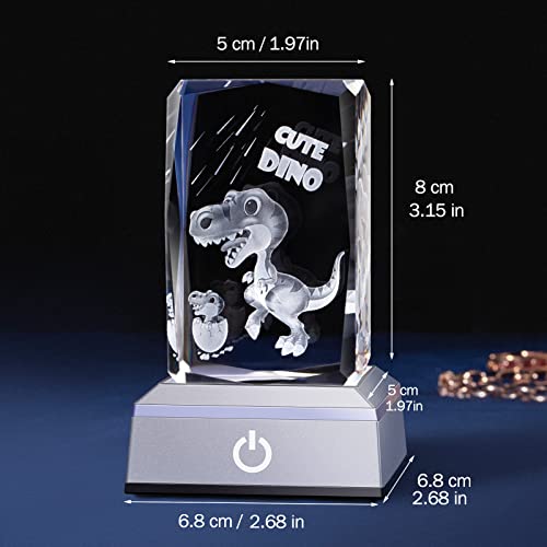 Erwei 3D Dinosaur Night Light For Men Women Etched Dinosaur Crystal Figurine Decor Birthday Gift For Kids Dinosaur Lovers Multicolor Dinosaur Night Lamp Glass Dinosaur Paperweight #TOP3
