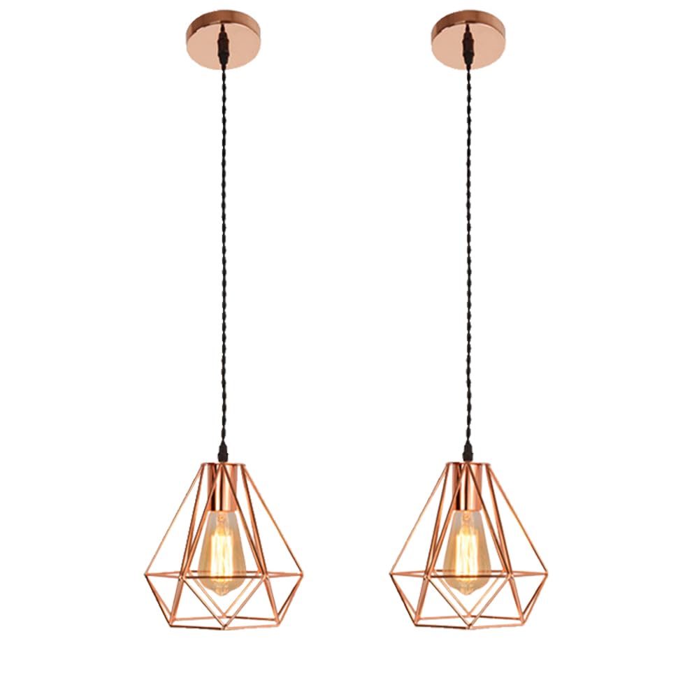 Luces colgantes decorativas para isla de cocina con estilo de alambre geométrico