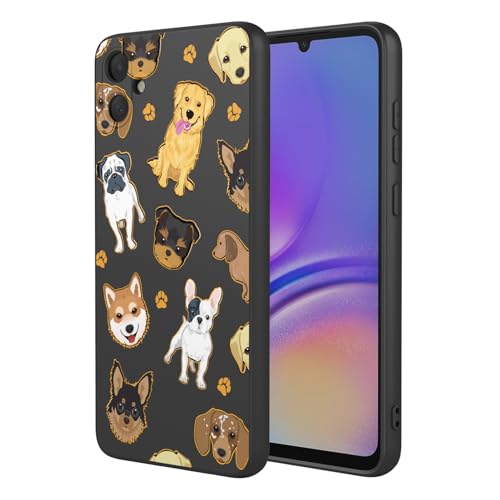HTXWXJC Funda de teléfono para Galaxy A05, Samsung A05 SM-A055F SM-A055M, a prueba de golpes, flexible, TPU, suave, patrón de perro, para Samsung Galaxy A05, perro negro