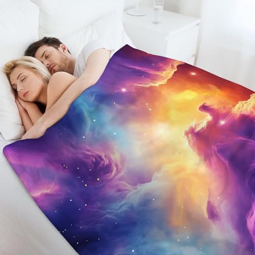 Plaid polaire univers nébuleuse grand format drap de lit chaud double