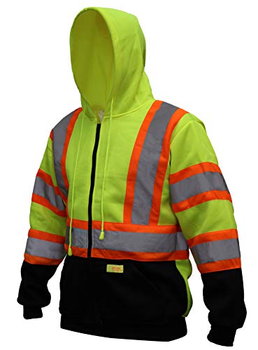 NY Hi-Viz HX70 Men's ANSI Class 3 Hi-Viz Full Zip Hooded with X pattern