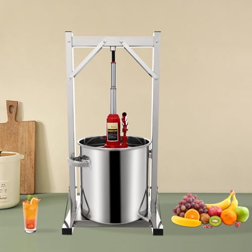 Fruit Press Cider Press - 22L Cider Press with Hydraulic,Heavy-duty Stainless Steel Fruit and Wine Press for Cider,Olive Oil,Grape Wine Making Supplies and Equipment