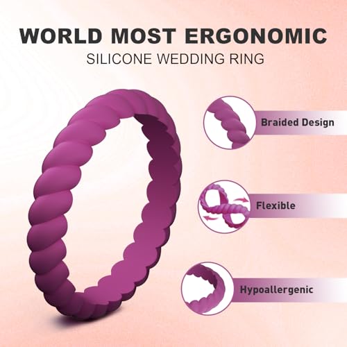 Image of Egnaro Women's Silicone Anniversary Rings, 2.5mm Wide 1.8mm Thick Stackable Rubber Wedding Band, Thin Stylish Comfort Fit Silicone Ring for Nurse, Workout, Work, Pregnancy, Travel, Daily Gift