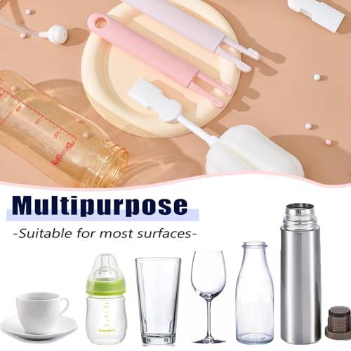 Image of INVODA Sponge Nipple Bottle 5 PCS + Replaceable Brush Heads 5 PCS Baby Bottle Brushes Long Handle Cup Scrubber Brush Portable Sponge Cleaning Brush