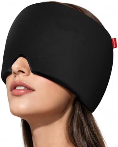 Comfytemp Migräne Maske Langanhaltende Gel Kühlmaske 360°Umhüllung Kalt | Augenmaske Schlafmaske KühlKompresse für Kopfschmerzen Trockene Augen Fieber Erkältung Kühlmütze Kühlhaube