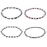 Healifty Magnetische Hämatit-Knöchelarmbänder, magnetische Schmerzlinderung, Schmuck, Fußkette für Männer und Frauen, 4 Stück