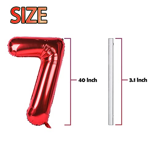 40 Inch Giant Number 7 Mylar Balloons Red Foil Large Number Big Helium Balloon Girls Birthday Party Decoration
