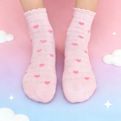 Libella 10er Pack Mädchensocken Mittellang Schulkind socken Stern Motiv Sportsocken Laufsocken Wintersocken 2886 31-34