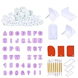 KOMPLETTER WERKZEUGSATZ: Das Backen Fondant Set verfügt über 99 Modellierwerkzeuge mit unterschiedlichen Formen und Größen. Enthält 33 Gummischneider, 40 Buchstaben- und Zahlenschneider, 3 Rosenherstellungswerkzeuge, 16 Schnitzwerkzeuge und 7 Kuchenformwerkzeuge, die den Anforderungen verschiedener Formen gerecht werden.