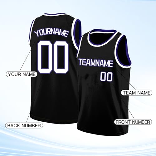 Image of Custom Basketball Jersey for Men - Personalized Name & Number, Embroidered or Printed, Athletic Shirt for Kids, Boys & Youth