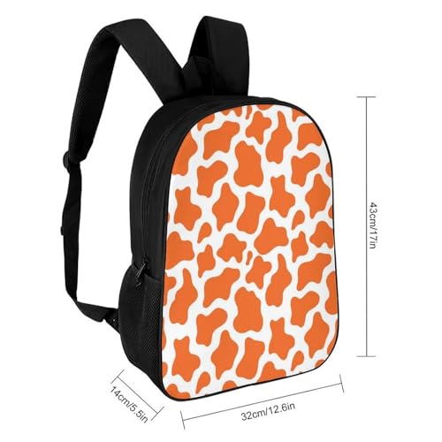 Orange Cow Skin Pattern Backpack Simple Leisure Travel Backpack Outgoing Daypack 17 Inch2