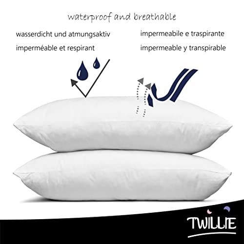 Twillie Set of 2 Waterproof Pillow Protectors 30 x 60 cm, Oeko Tex® Certified, Anti-Dust Mite, Made in Europe - Image 2