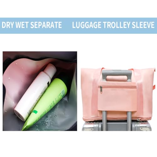 Overnight Weekend Boarding Bag with Back Pocket for storing small ID Carry On Bags with Trolley Sleeve for Airplanes Deep Purple4