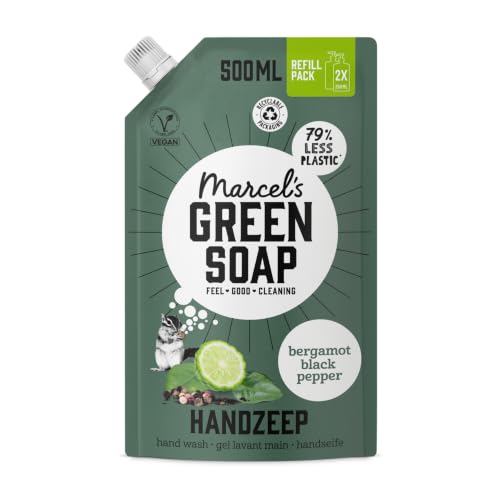 Marcels Green Soap - Hand Soap Refill Black Pepper & Bergamot - Handwash Dispenser Refill - Microplastic-free formula - Vegan - Packaging recyclable - 500 ml