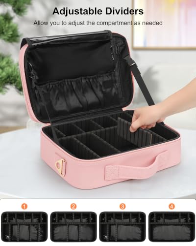 Image of Relavel Travel Makeup Train Case Makeup Cosmetic Case Organizer Portable Artist Storage Bag with Adjustable Dividers for Cosmetics Makeup Brushes Toiletry Jewelry Digital Accessories