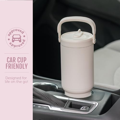 Image of Ello Oasis Go+ 32oz Tumbler with Top Handle and Retracting Straw | Reusable Insulated Stainless Steel Cup, 100% Leakproof Water Bottle, 24 Hours Cold, Cup Holder Friendly For Travel | Pink Gingham