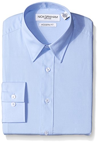 Nick Graham mens Nick Graham Men's Light Blue Solid Dress Shirt, Light Blue, 16 -16.5 Neck 34 -35 Sleeve US