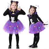Ensemble complet d'accessoires : ce déguisement chat fille comprend une combinaison une pièce, lumineux Tutu danse classique fille, un serre-tête avec oreilles de chat, une queue, un élégant nœud papillon noir et des leggings élastiques noirs. Les accessoires complets et raffinés ajoutent du charme et de la fantaisie à la tenue de chat, vous permettant de créer un look de chat adorable pour votre enfant en quelques minutes seulement.