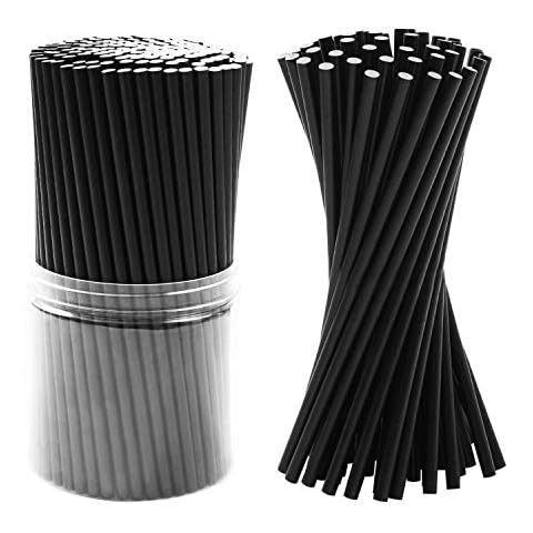350 Pieces Disposable Paper Straws Biodegradable Environment Friendly Black Drinking Straw Decorations for Wedding Supplies and Party Favors (Black) Cover