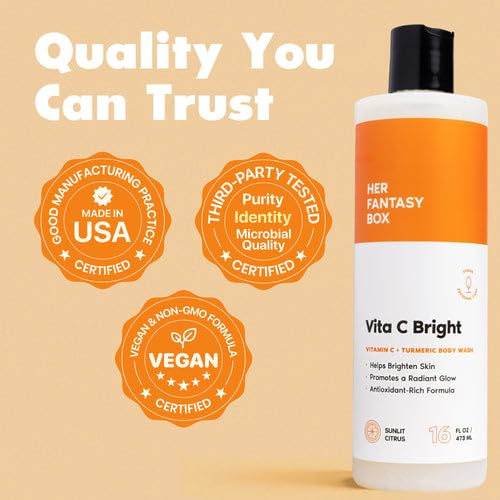 Image of Her Fantasy Box | Vita C Bright Turmeric Body Wash - Antioxidant‐Rich Citrus Cleanser with Vitamin C & Turmeric for Radiant, Even-Looking Skin, Moisturizing Vegan Formula (16 oz)