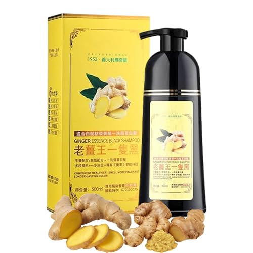Mokeru 500ML Hair Colour Shampoo - Ginger Black Dye for Gray Hair in 5 Minutes 100% Healthy No Damage Instant Cover for Women & Men