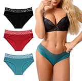 3 Pack Womens Underwear Cotton Panties Soft Lace Comfy Briefs Underpants Ladies Hipster for Women Pa
