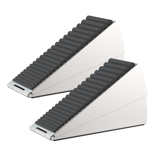 FLORA GUARD 7,6cm Butée Porte Lourde ，en Acier Inox - Butée Robuste à Ressort Réglable pour Sécurité, Fixation Solide Anti-Bruit et Anti-Glissement（2P）