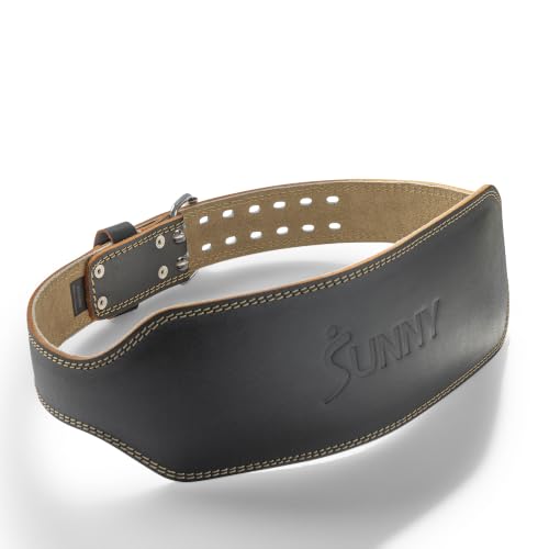 Sunny Health & Fitness Large Leather Weightlifting Belt w/ 6" Back Support