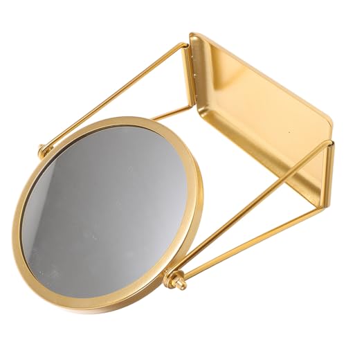 Espejo de maquillaje Amosfun de vidrio y metal dorado con rotación 360° para tocadores 2