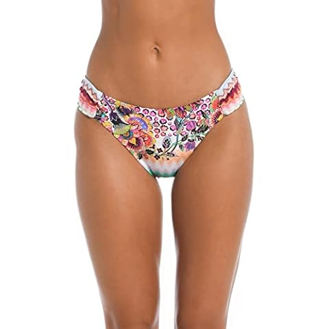 Sunshine 79 Women's Side Shirred Hipster Bikini Swimsuit Bottom, Multi//Flora Festival Mix, 14 Cover