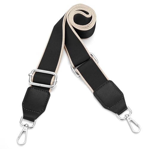 Image of Hamdecro Purse Straps Replacement Crossbody, Universal Wide Shoulder Strap for Bags Adjustable Straps for Handbags, Silver Buckle - Black