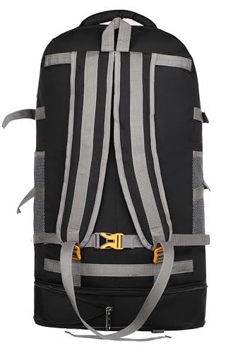 Image of 60L Heavy Duty Hiking & Trekking Rucksack Bag | Waterproof Travel Backpack with Adjustable Compression Buckles for Men & Women | Camping, Outdoor & Sports Bag (Navy Blue) (Black)