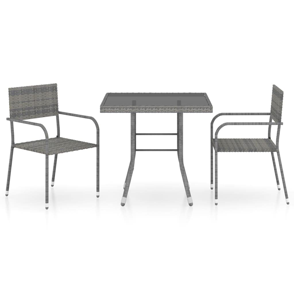 Gartenlounge Biertischgarnitur Terrassenmöbel 3-TLG. Garten-Essgruppe Poly Rattan Anthrazit und Grau
