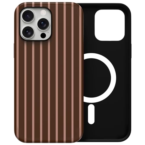 Coque iPhone 14 Pro antichoc fine rigide et souple marron MagSafe femme