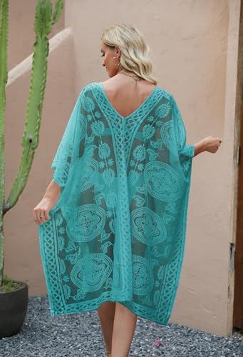 Image of Sexy Elegant Lace Beach Cover Up for Women, Bathing Suit Cover Up, V-Neck Swimsuit Coverup for Poolside, Seaside and Party
